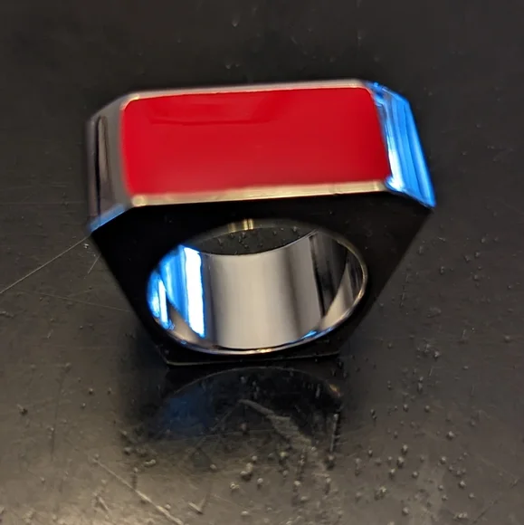 NWT YSL Red Color Block Ring, sz 6 - Picture 5 of 6